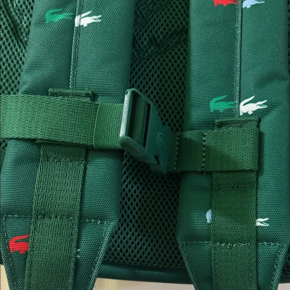 Lacoste Forest Green Backpack with Multicolor Croc Embroidery - Picture 9 of 14